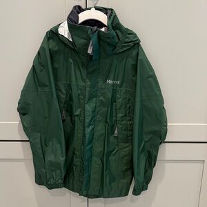 Sz S Marmot Kids Forest Green Water resistant hooded jacket